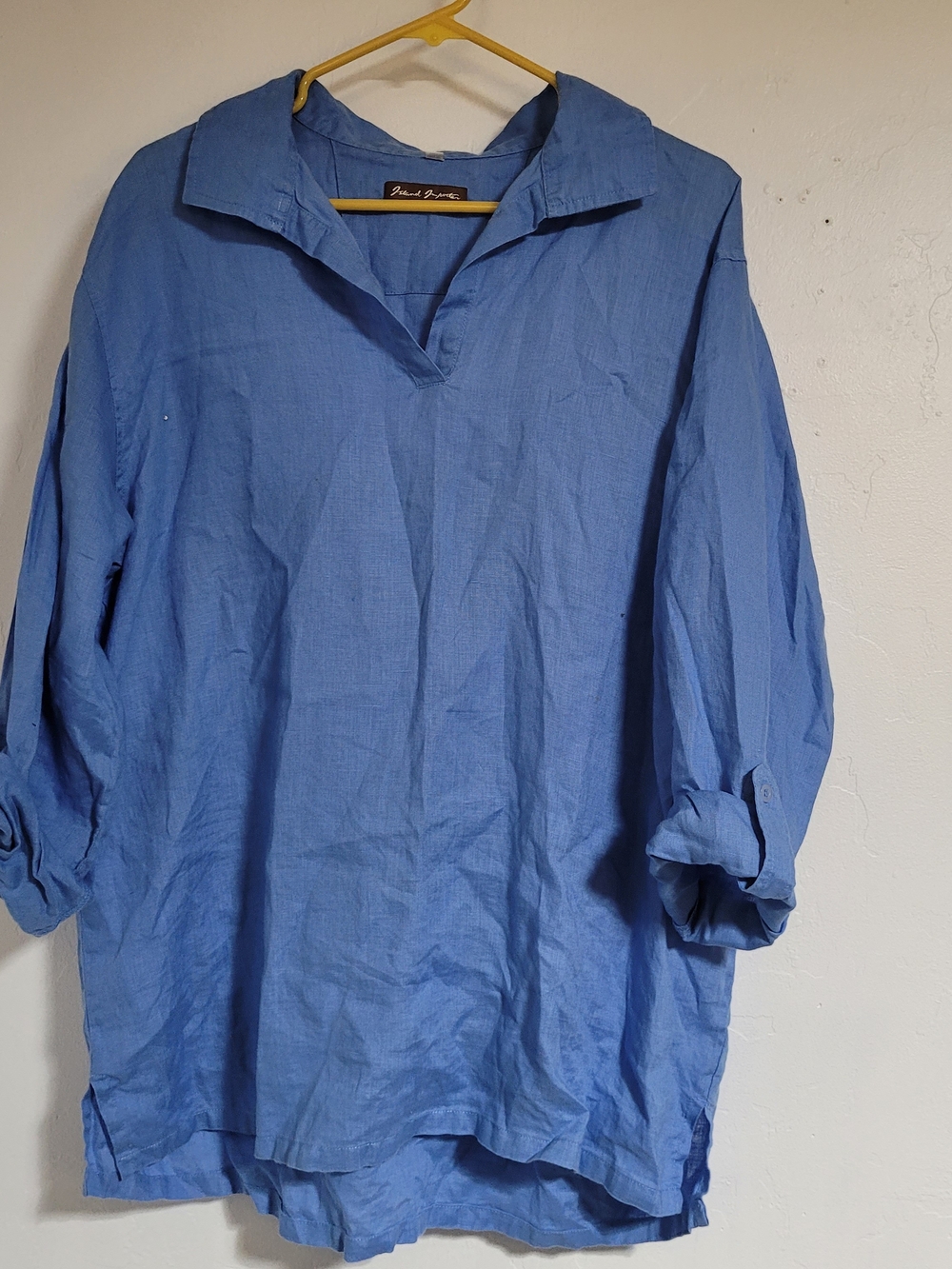 Relaxed Blue Women's Linen-Blend Tunic